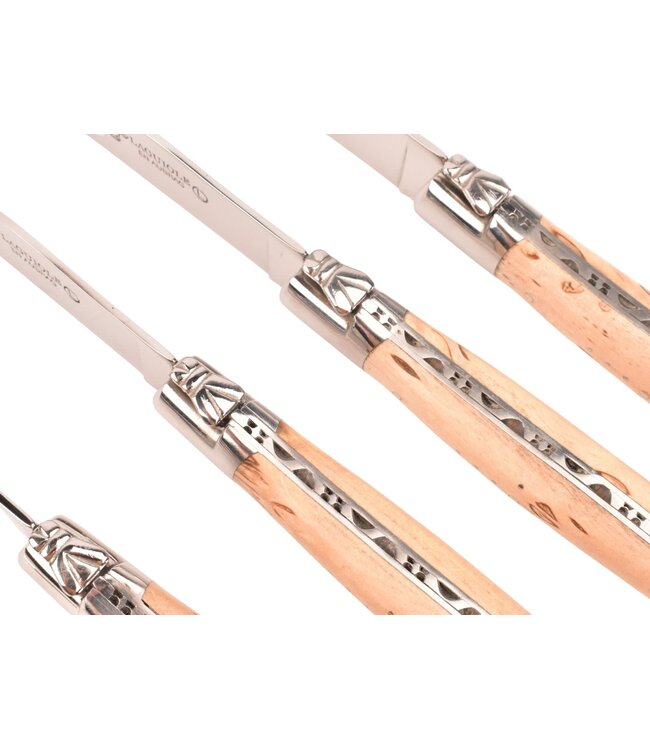 Laguiole en Aubrac 6 steakmessen berk naturel - glanzend