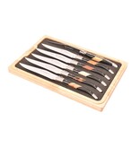 Laguiole en Aubrac 6 steakmessen diverse houtsoorten/paperstone - mat