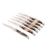 Laguiole en Aubrac 6 steakmessen diverse houtsoorten/paperstone - mat