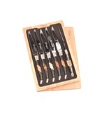 Laguiole en Aubrac 6 steakmessen diverse houtsoorten/paperstone - mat