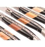Laguiole en Aubrac 6 steakmessen diverse houtsoorten/paperstone - mat