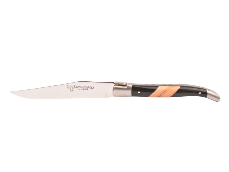 Laguiole en Aubrac 6 steakmessen diverse houtsoorten/paperstone - mat