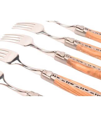 Laguiole en Aubrac 6 vorken olijfhout - mat