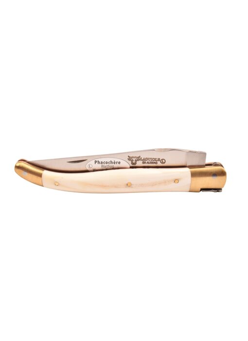 Laguiole en Aubrac 12cm phacochere - koperen platines guillochées - messing eindstukken