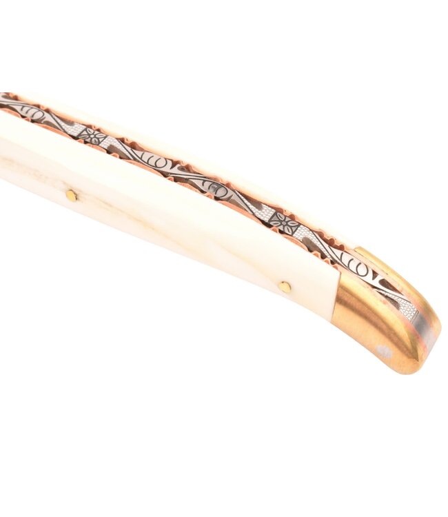 Laguiole en Aubrac 12cm phacochere - koperen platines guillochées - messing eindstukken