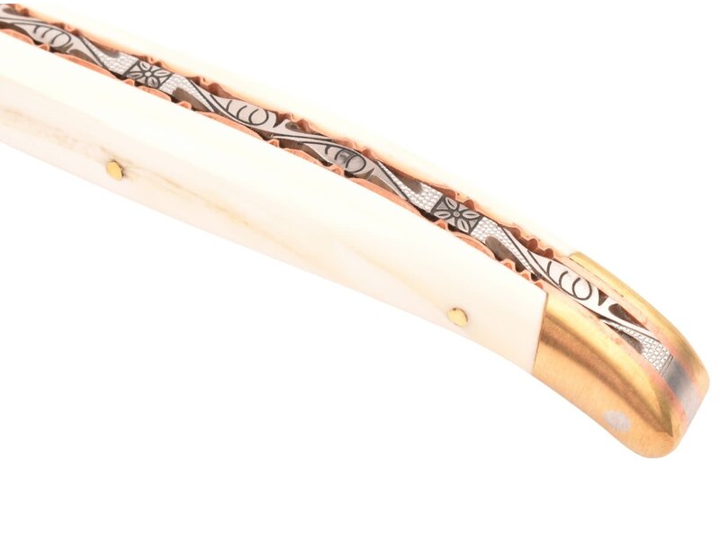 Laguiole en Aubrac 12cm phacochere - koperen platines guillochées - messing eindstukken