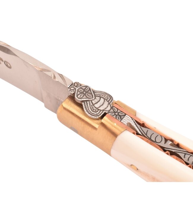 Laguiole en Aubrac 12cm phacochere - koperen platines guillochées - messing eindstukken