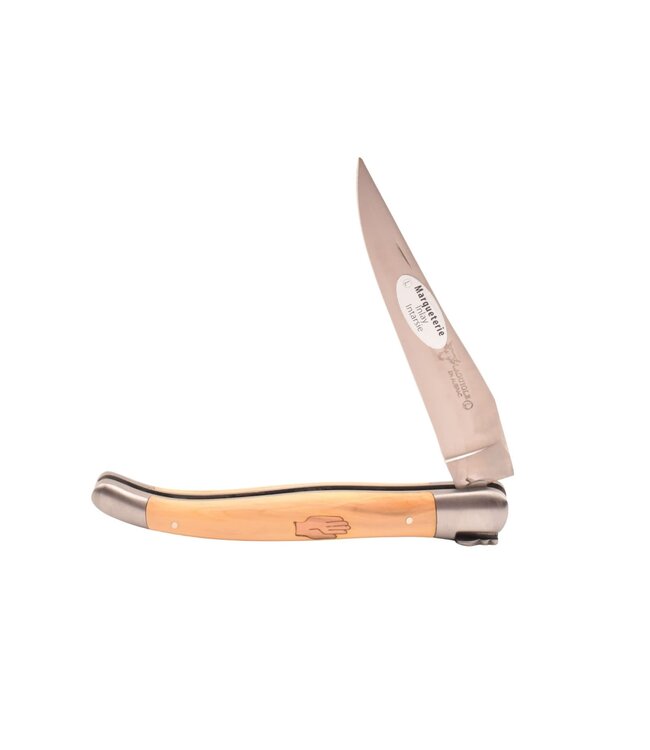 Laguiole en Aubrac 12cm buxus en olijfhout Antwerps handje - marqueterie - mat