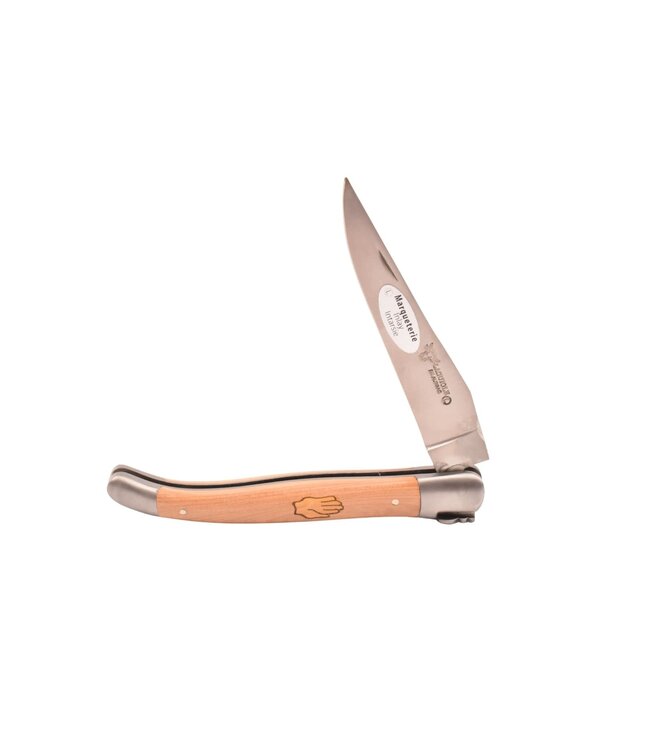 Laguiole en Aubrac 12cm olijfhout en buxus Antwerps handje - marqueterie - mat