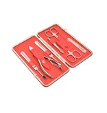 Dreiturm 7-delig nageletui met nageltang en 2 scharen - rood leder (hardcase)