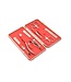 Dreiturm 7-delig nageletui (hardcase) met nageltang en 2 scharen - rood hertenleer