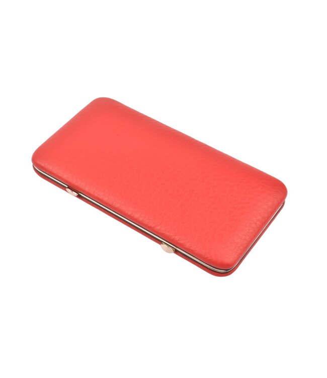 Dreiturm 7-delig nageletui (hardcase) met nageltang en 2 scharen - rood hertenleer