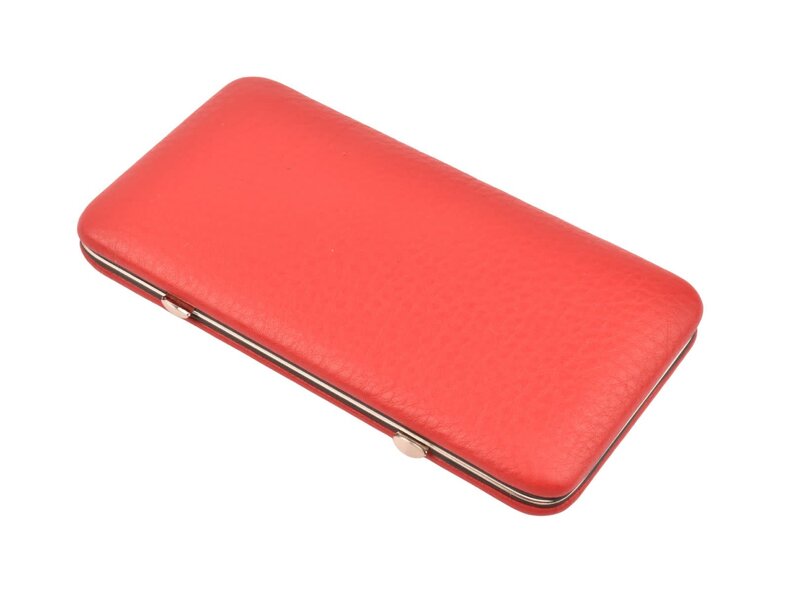 Dreiturm 7-delig nageletui met nageltang en 2 scharen - rood leder (hardcase)