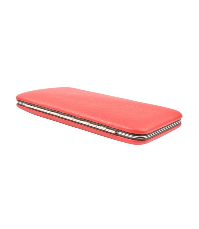 Dreiturm 7-delig nageletui (hardcase) met nageltang en 2 scharen - rood hertenleer