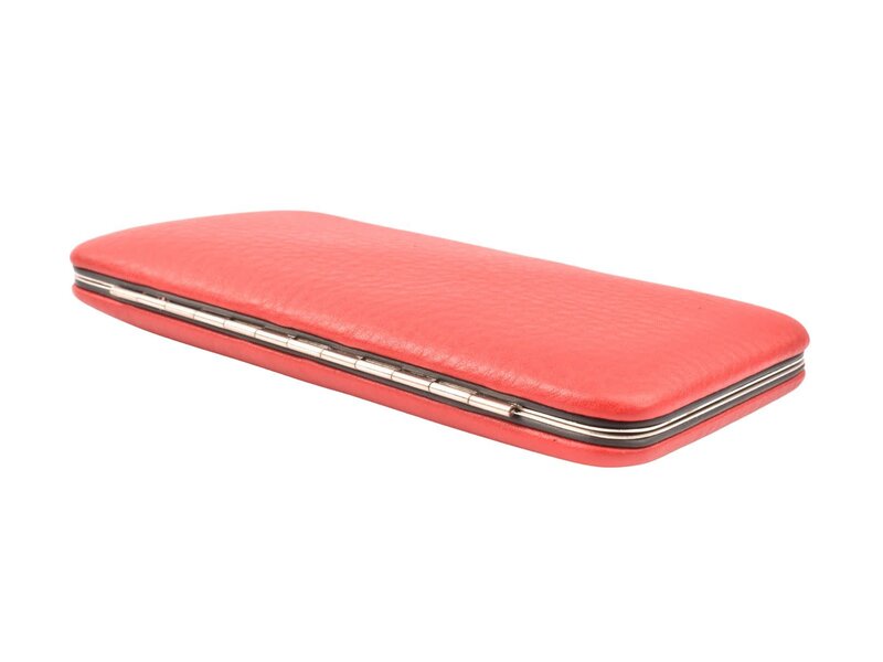 Dreiturm 7-delig nageletui met nageltang en 2 scharen - rood leder (hardcase)