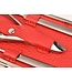 Dreiturm 7-delig nageletui (hardcase) met nageltang en 2 scharen - rood hertenleer