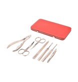 Dreiturm 7-delig nageletui met nageltang en 2 scharen - rood leder (hardcase)