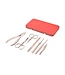 Dreiturm 7-delig nageletui (hardcase) met nageltang en 2 scharen - rood hertenleer