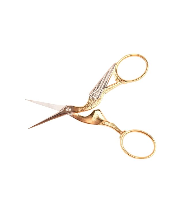 WASA vergulde borduurschaar in ooievaarmotief