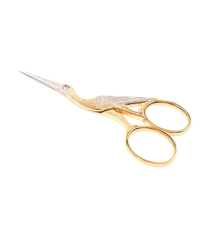 WASA vergulde borduurschaar in ooievaarmotief