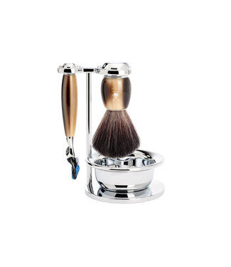 Muhle Vivo scheerset in harshoorn - zeepbakje - Gillette® Fusion5™ - kwast black fibre