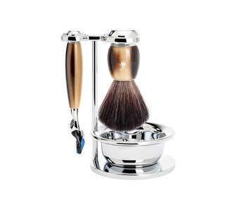Muhle Vivo scheerset in harshoorn - zeepbakje - Gillette® Fusion5™ - kwast black fibre