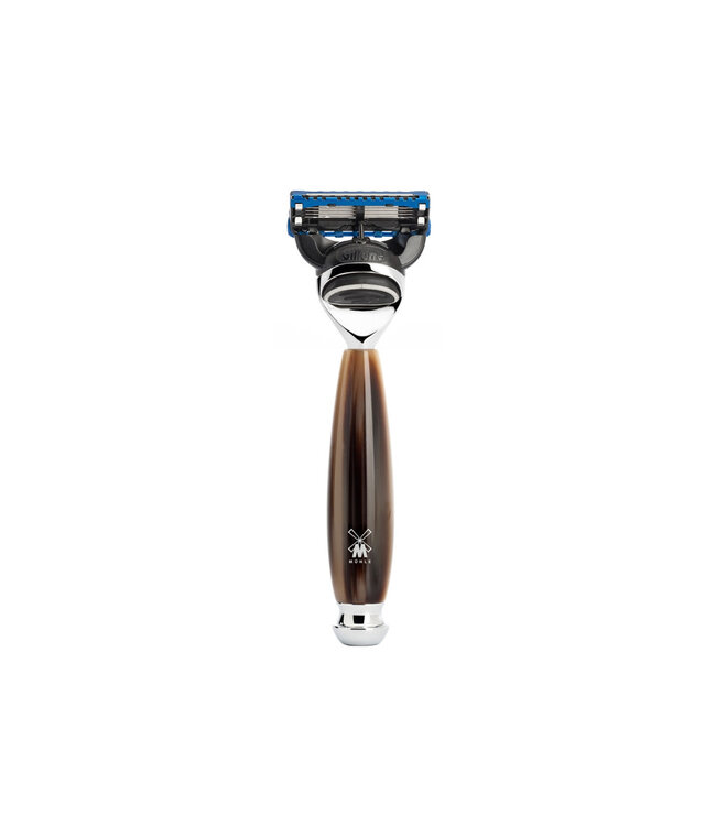 Muhle Vivo scheerset in harshoorn - zeepbakje - Gillette® Fusion5™ - kwast black fibre