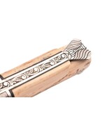 Laguiole en Aubrac Belle pièce 2025/1 - 12cm croute d' ivoire de mammouth - damast balbach - plein manche