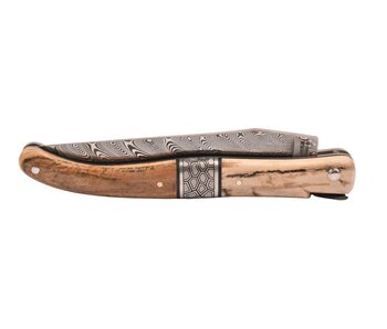 Laguiole en Aubrac Belle pièce 2025/1 - 12cm croute d' ivoire de mammouth - damast balbach - plein manche