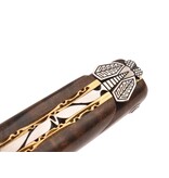 Laguiole en Aubrac Belle pièce 2025/3 - 12cm loupe de laurel - messing - damast balbach - double platines - plein manche