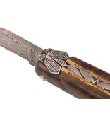 Laguiole en Aubrac Belle pièce 2025/3 - 12cm loupe de laurel - messing - damast balbach - double platines - plein manche