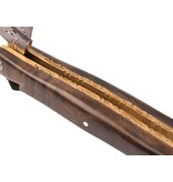 Laguiole en Aubrac Belle pièce 2025/3 - 12cm loupe de laurel - messing - damast balbach - double platines - plein manche