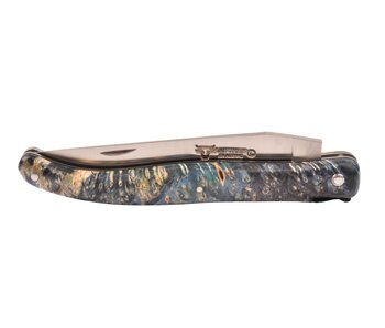 Laguiole en Aubrac Belle pièce 2025/5 - 12cm loupe de sureau blue - plein manche