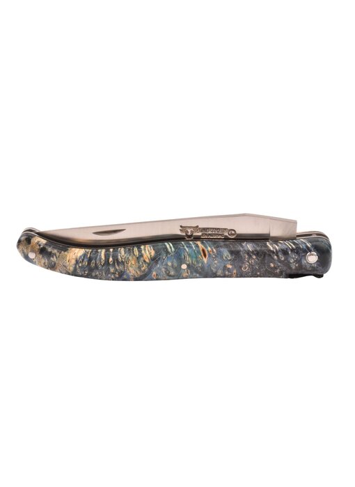 Laguiole en Aubrac Belle pièce 2025/5 - 12cm loupe de sureau blue - plein manche