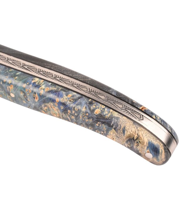 Laguiole en Aubrac Belle pièce - 12cm loupe de sureau blue - plein manche