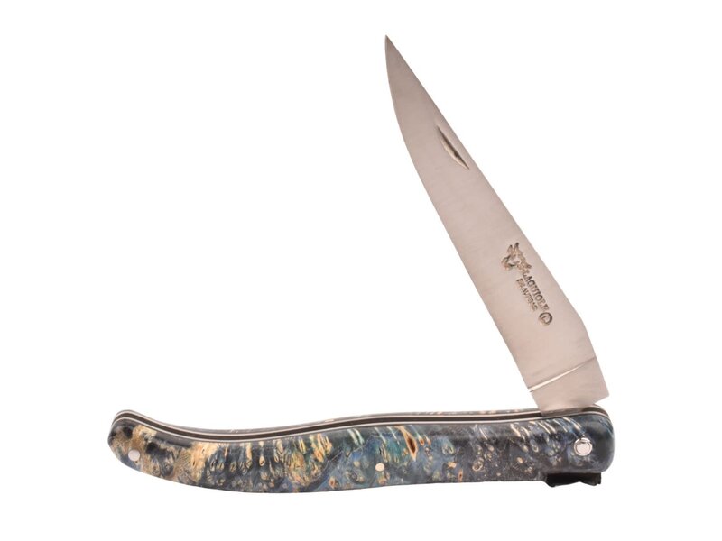 Laguiole en Aubrac Belle pièce 2025/5 - 12cm loupe de sureau blue - plein manche