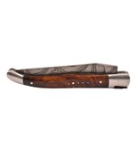 Laguiole en Aubrac Belle pièce 2025/6 - 12cm loupe de bois de fer - damast torsadé