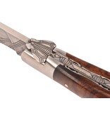 Laguiole en Aubrac Belle pièce 2025/6 - 12cm loupe de bois de fer - damast torsadé