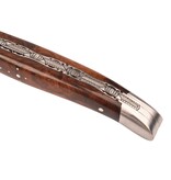 Laguiole en Aubrac Belle pièce 2025/6 - 12cm loupe de bois de fer - damast torsadé
