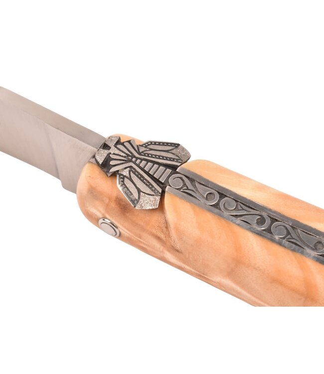 Laguiole en Aubrac Belle pièce 2025/9 - 12cm fourche de peuplier - plein manche