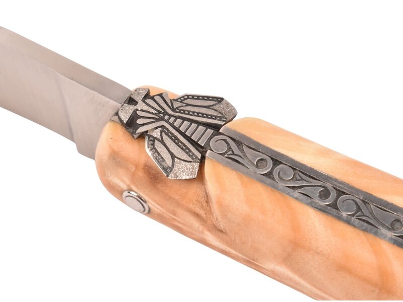 Laguiole en Aubrac Belle pièce 2025/9 - 12cm fourche de peuplier - plein manche