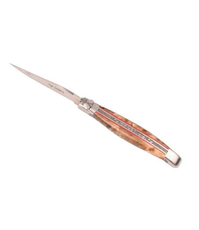 Laguiole en Aubrac Belle pièce 2025/10 - 12cm fourche de peuplier - rode plaatjes