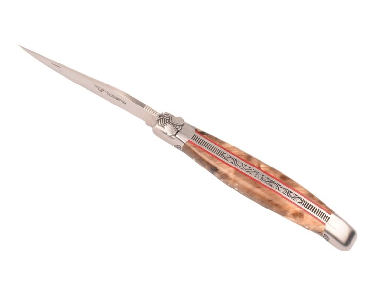 Laguiole en Aubrac Belle pièce 2025/10 - 12cm fourche de peuplier - rode plaatjes