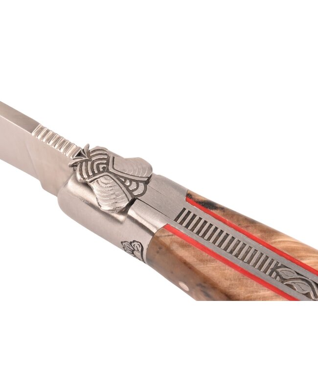 Laguiole en Aubrac Belle pièce - 12cm fourche de peuplier - rode plaatjes