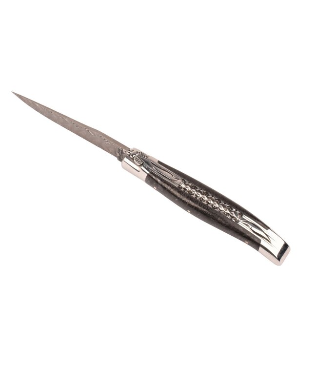 Laguiole en Aubrac Belle pièce 2025/12 - 12cm os de mammouth - damast balbach - double platines