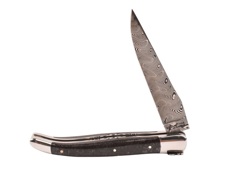 Laguiole en Aubrac Belle pièce 2025/12 - 12cm os de mammouth - damast balbach - double platines