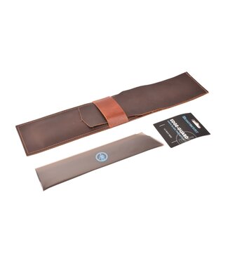 Liam's bruin lederen messenhoes en beschermer voor één mes van 20cm