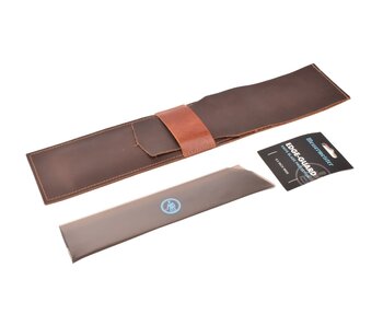 De Messenwinkel bruin lederen messenhoes en beschermer voor één mes van 20cm
