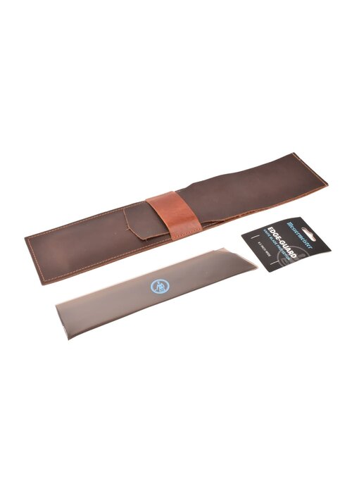 De Messenwinkel bruin lederen messenhoes en beschermer voor één mes van 20cm