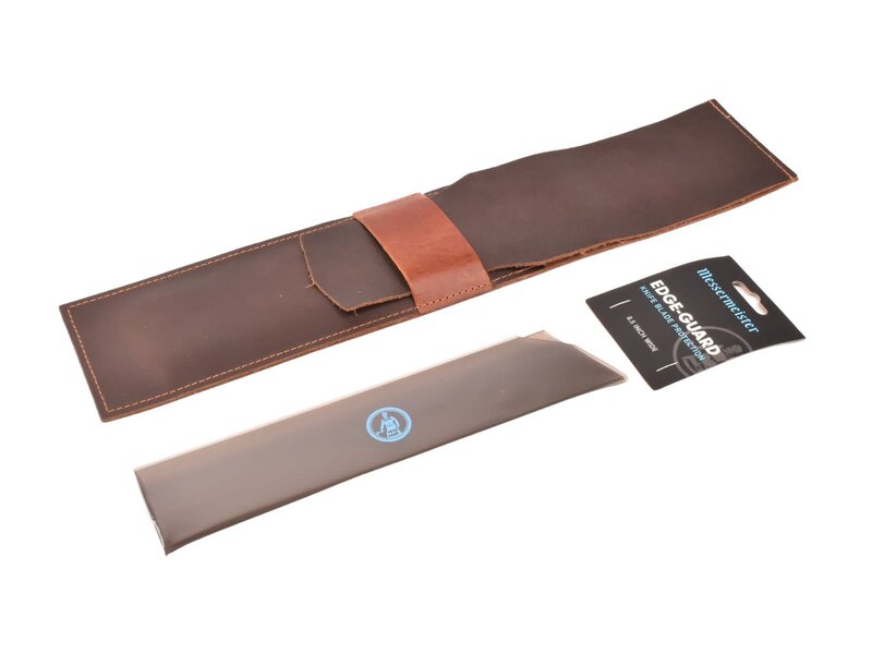 De Messenwinkel bruin lederen messenhoes en beschermer voor één mes van 20cm